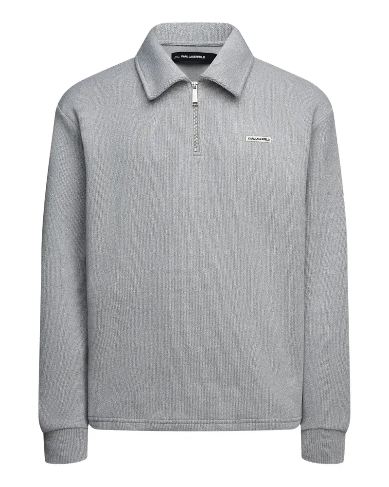 Karl Lagerfeld Geripptes Loungewear-Sweatshirt mit Logo und Reißverschluss - Grau Grau