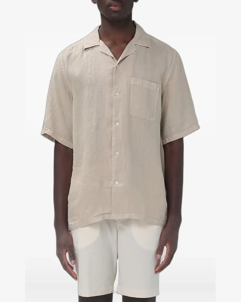 Brooksfield short-sleeve linen shirt - Nude Nude