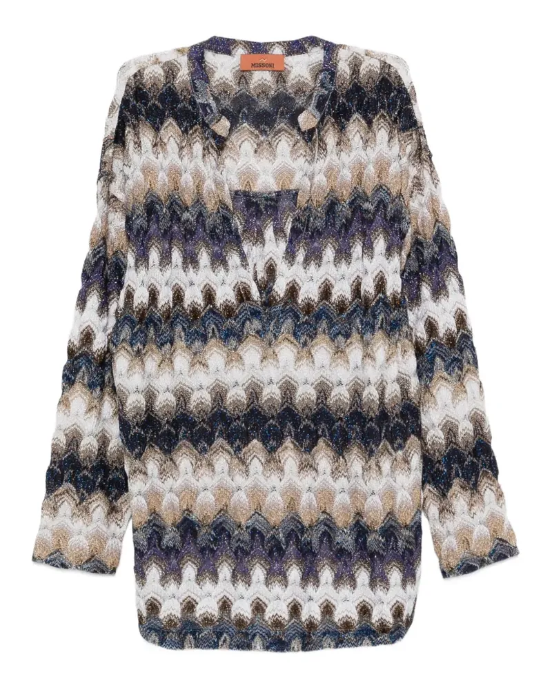 Missoni zigzag-pattern V-neck top - Blau Blau