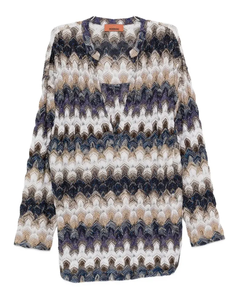 Missoni zigzag-pattern V-neck top - Blau Blau