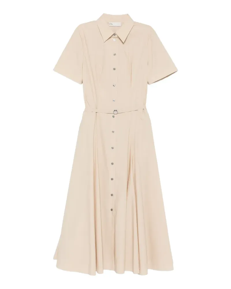 Tory Burch belted short-sleeve midi shirt dress - Nude Nude