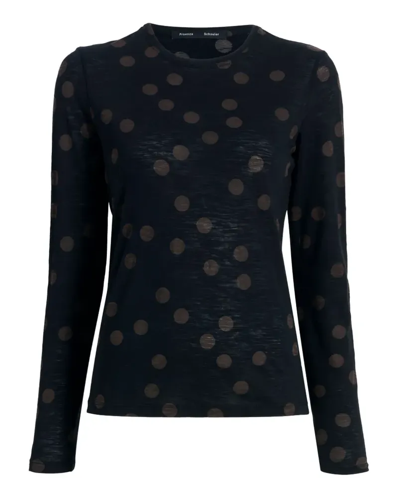 Proenza Schouler Mia top in polka-dot jersey - Schwarz Schwarz