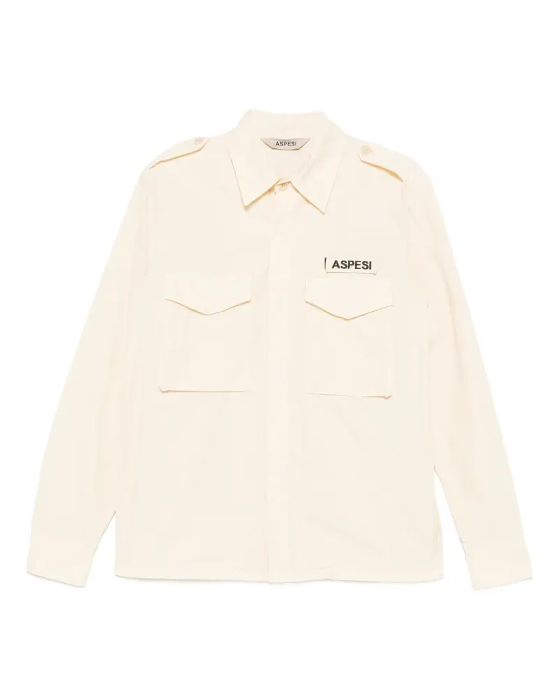 ASPESI logo-patch epaulette shirt - Nude Nude