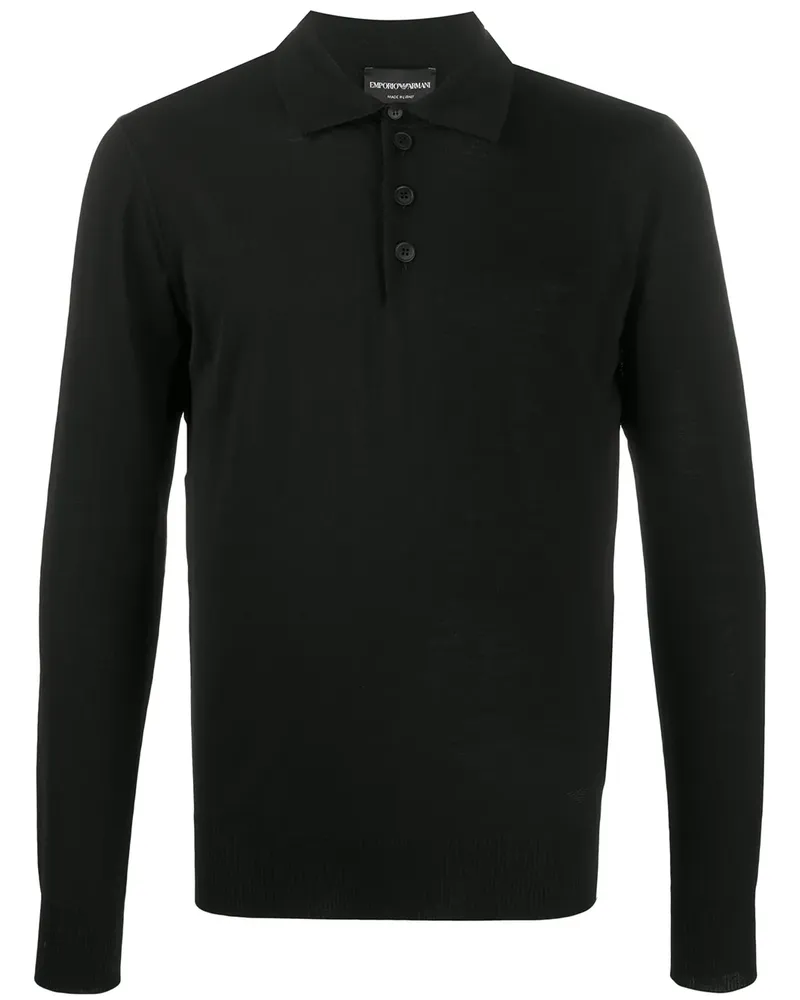 Emporio Armani Langärmeliges Poloshirt - Schwarz Schwarz