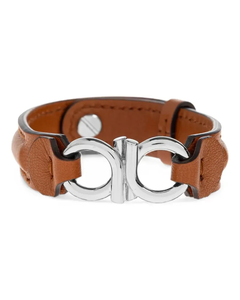 Ferragamo Verstellbares Gancini Lederarmband - Braun Braun