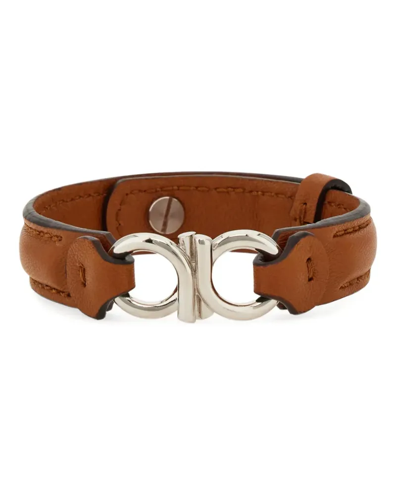 Ferragamo Verstellbares Gancini Lederarmband - Braun Braun