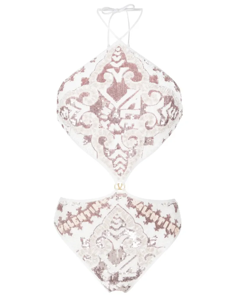 Valentino Garavani Badeanzug mit Pailletten - Weiß Weiß