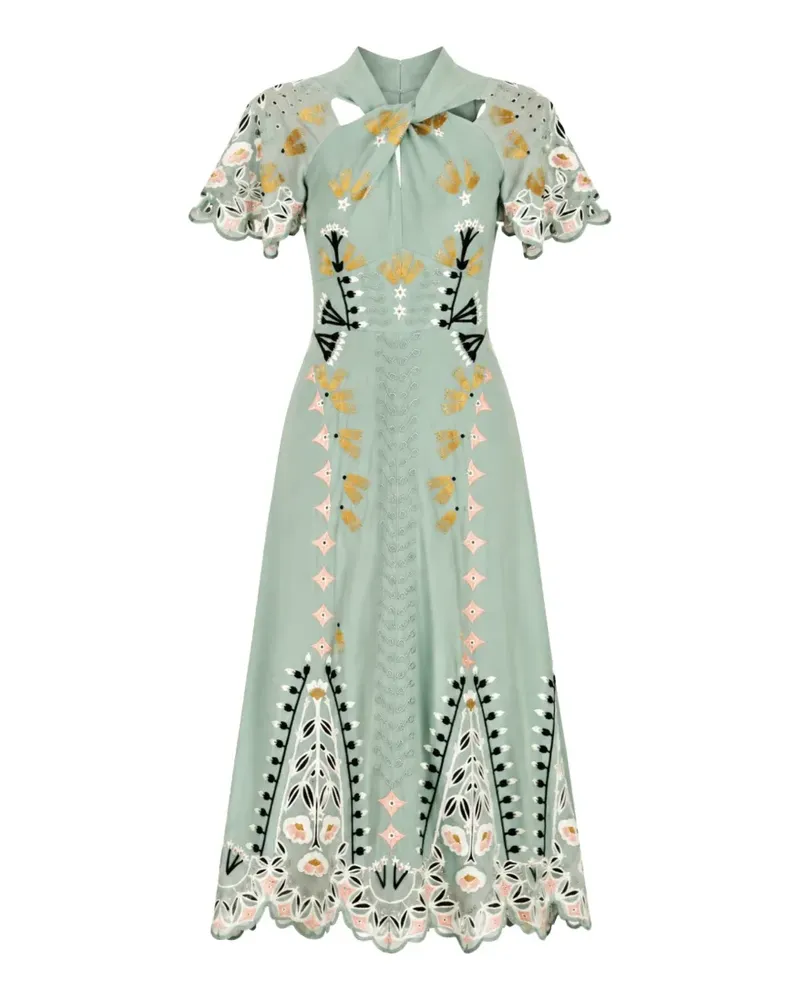 Temperley London embroidered scalloped-edge midi dress - Grün Grün
