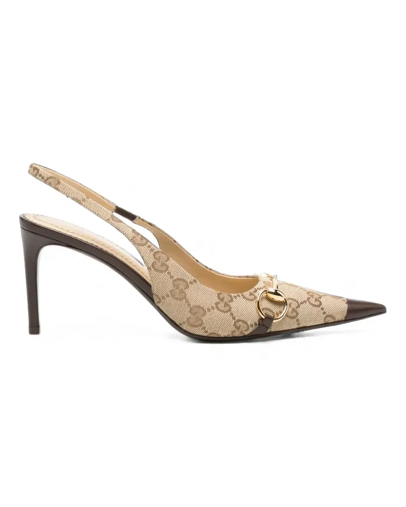 Gucci Donna Horsebit GG Supreme Slingback-Pumps - Nude Nude