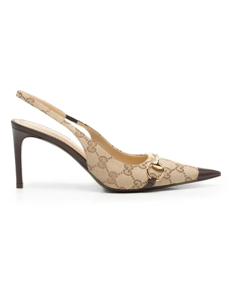 Gucci Donna Horsebit GG Supreme Slingback-Pumps - Nude Nude