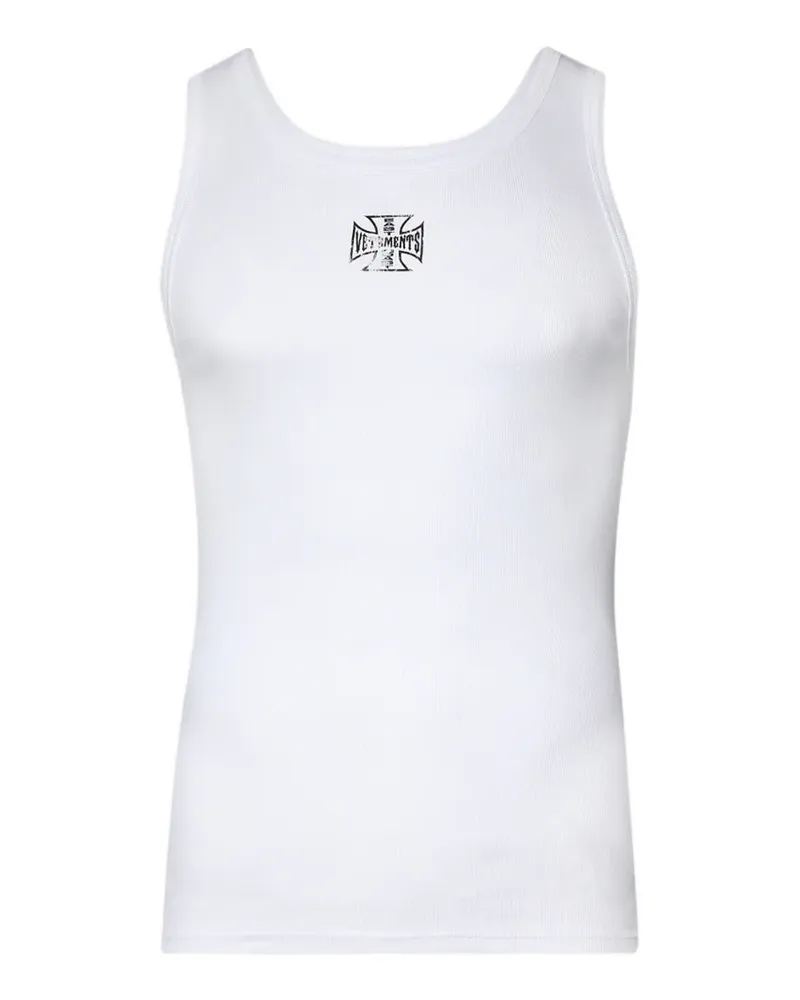 VETEMENTS Biker Cross Tanktop mit Logo-Print - Weiß Weiß