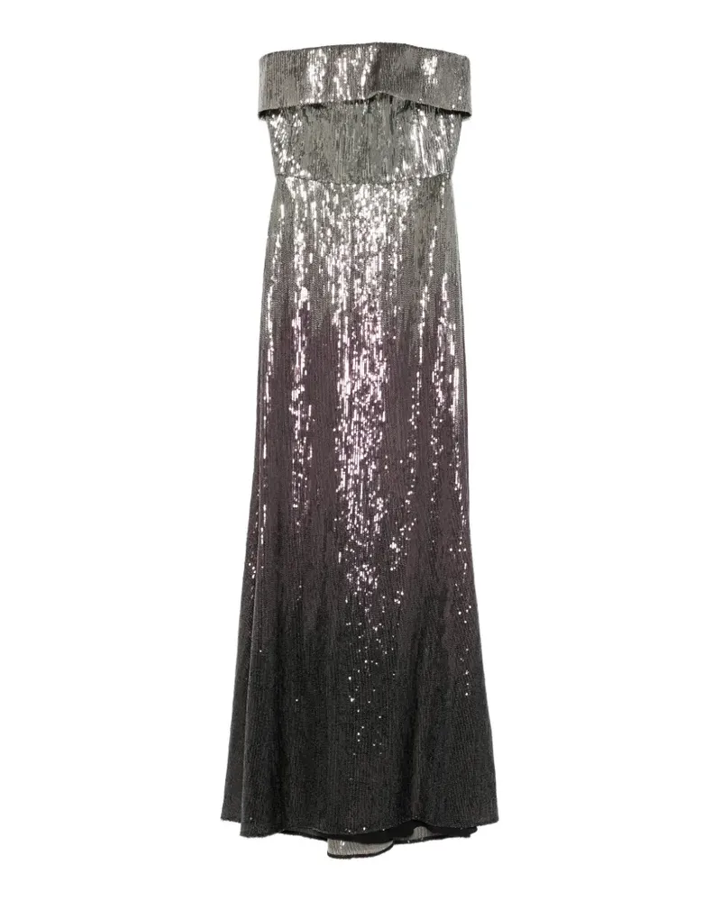 Elie Saab Schulterfreies Maxikleid mit Pailletten - Silber Silber