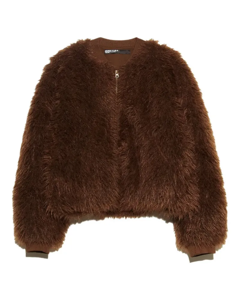 BIMBA Y LOLA Khakibraune Bomberjacke mit Pelz Braun