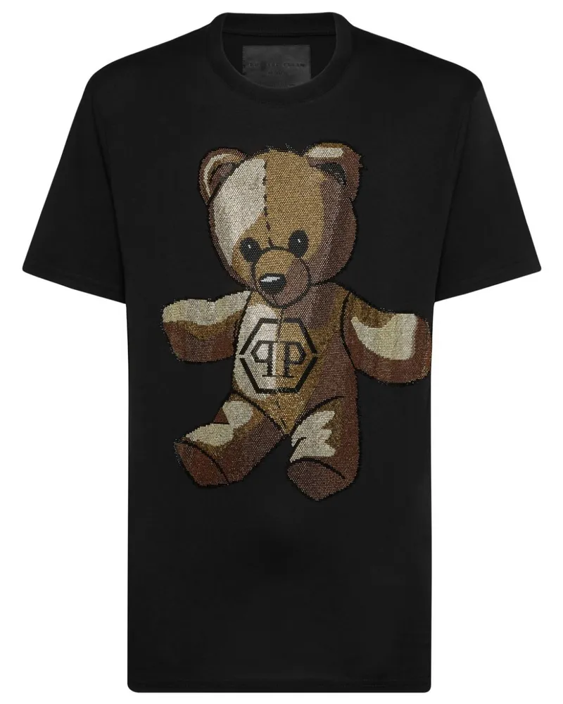 Philipp Plein T-Shirt mit Teddy - Schwarz Schwarz