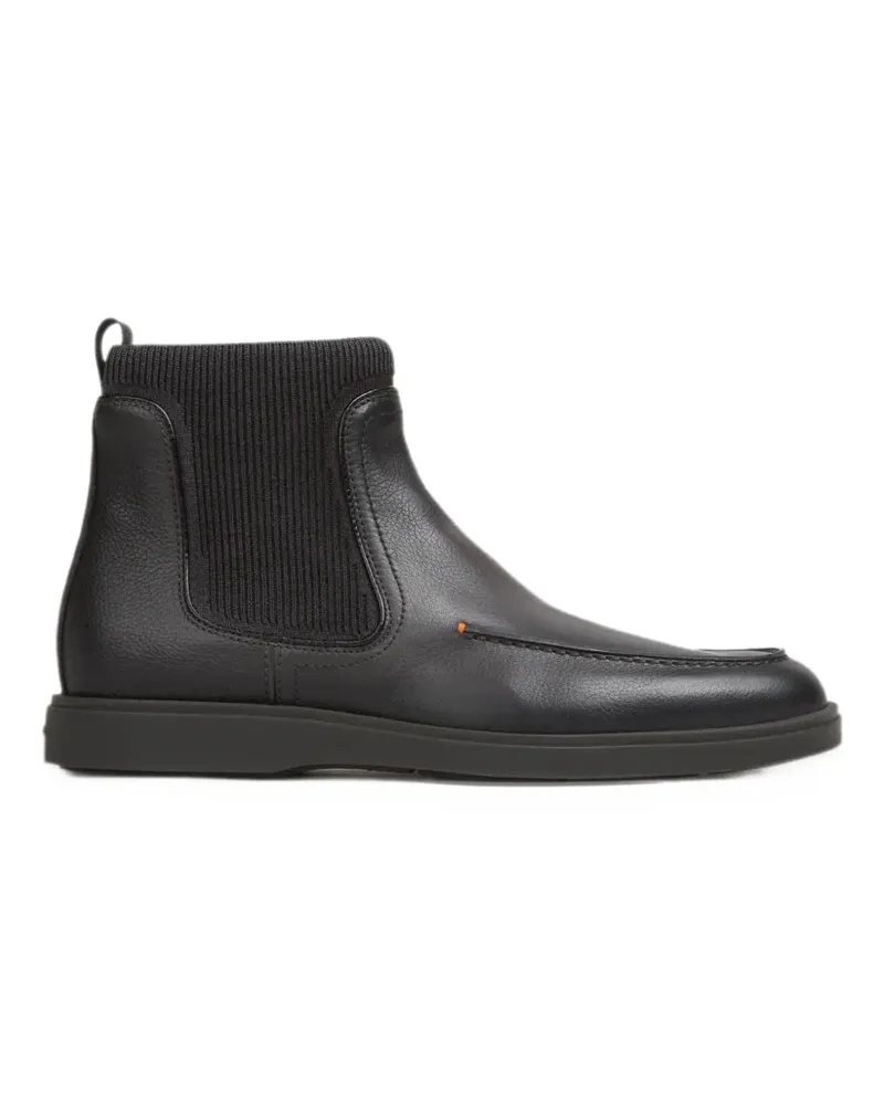 Santoni ribbed-panel leather boots - Schwarz Schwarz