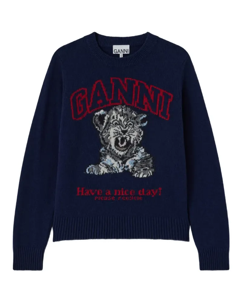 Ganni jumper with Tiger - Blau Blau