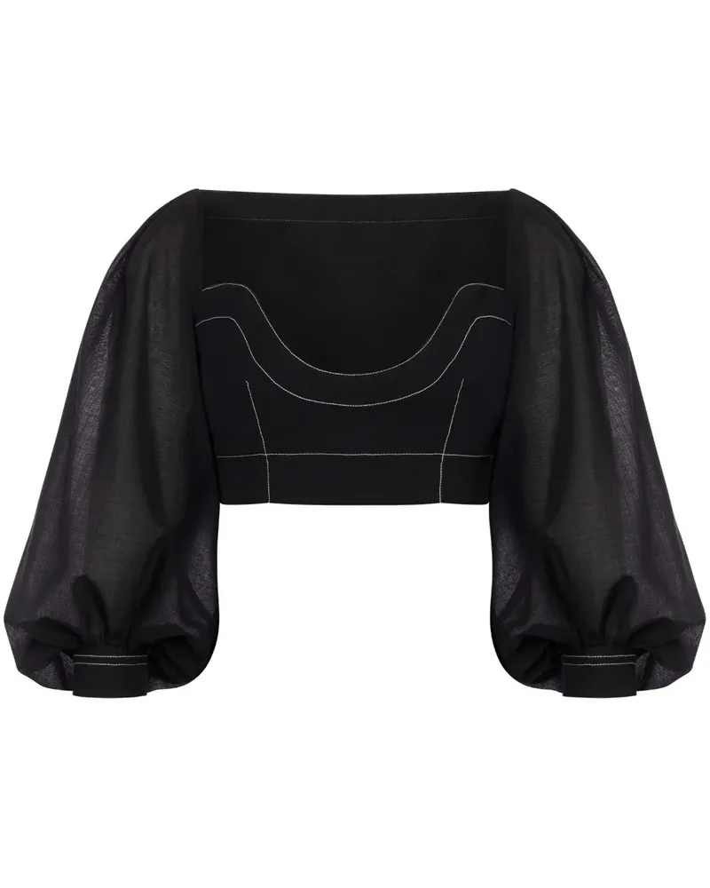 Philosophy Di Lorenzo Serafini Cropped-Top mit Bischofsärmeln - Schwarz Schwarz
