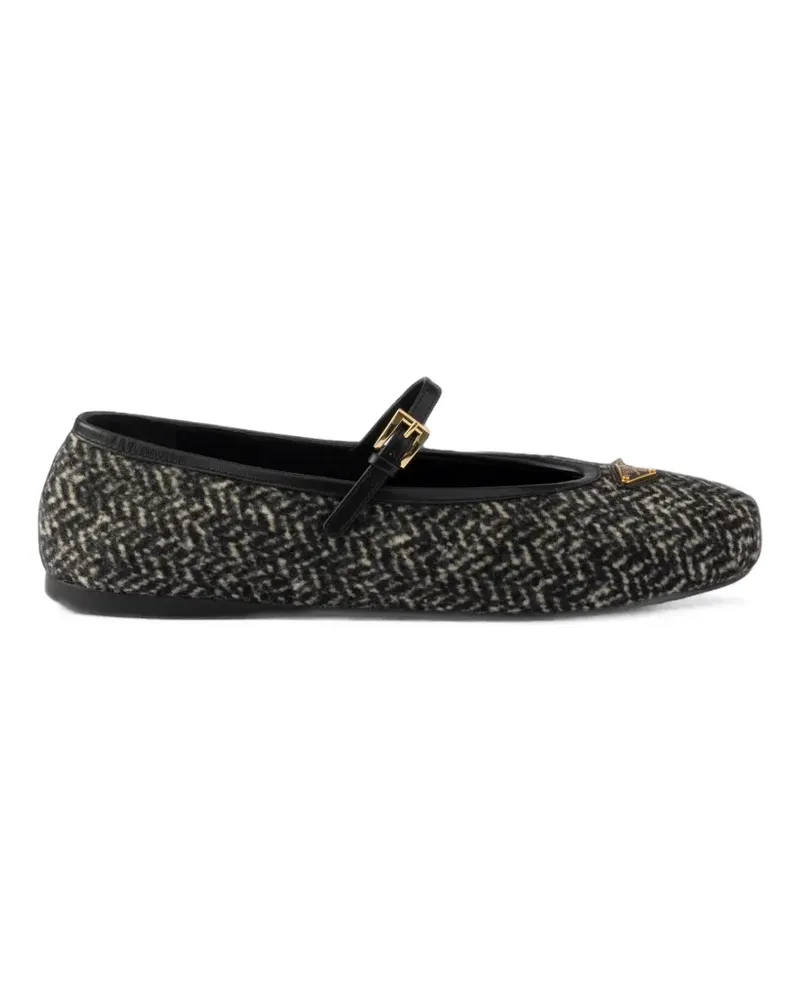 Prada Ballerinas mit Triangel-Applikation - Schwarz Schwarz