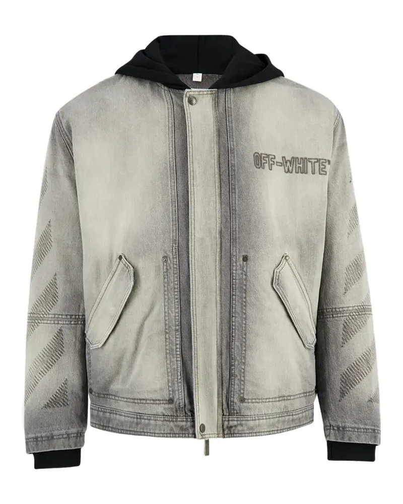 OFF-WHITE hooded denim jacket - Grau Grau
