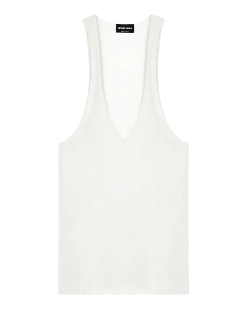 Giorgio Armani fine-knit V-neck tank top - Weiß Weiß