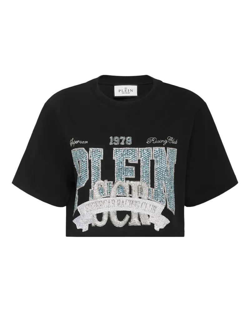 Philipp Plein Cropped-T-Shirt mit Kristallen - Schwarz Schwarz