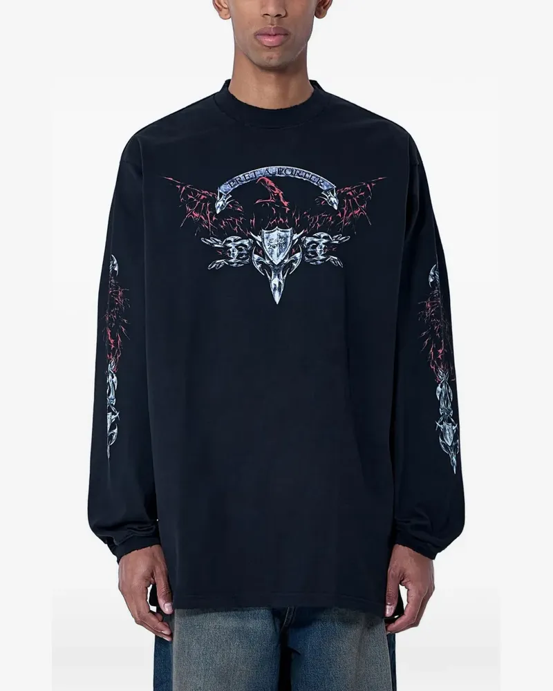 VETEMENTS graphic-print long-sleeved T-shirt - Schwarz Schwarz