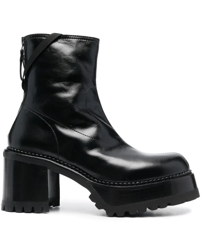 Premiata Stiefeletten mit Blockabsatz 80mm - Schwarz Schwarz