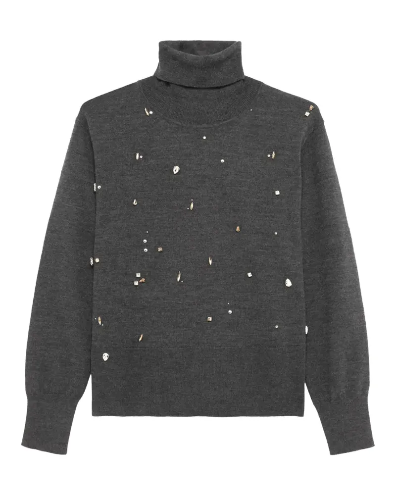 Alpha Studio crystal-embellished roll-neck sweater - Grau Grau