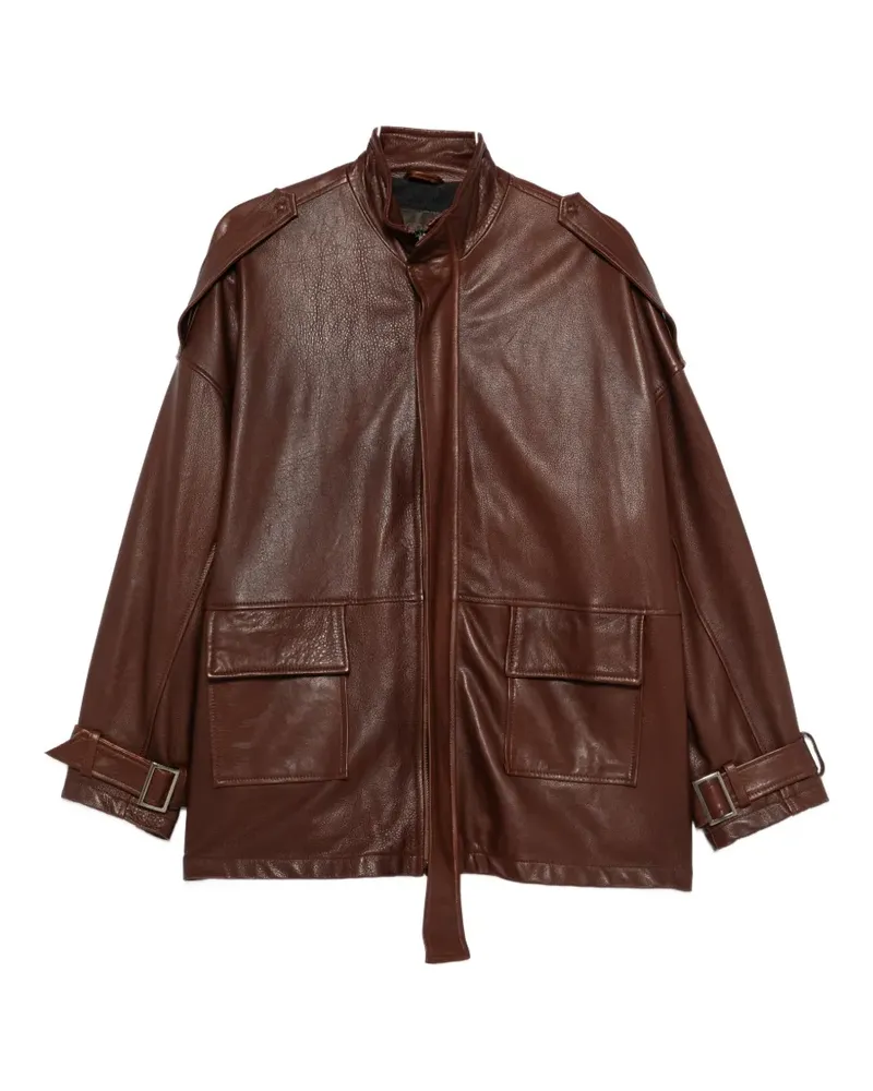 Giorgio Brato leather zip-up jacket - Braun Braun