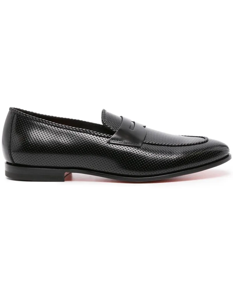 Santoni Perforierte Penny-Loafer - Schwarz Schwarz