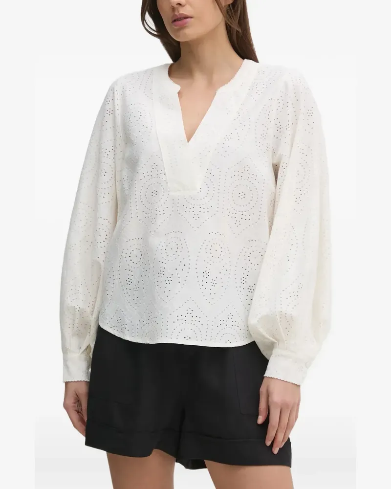 Mos Mosh Bluse mit V-Ausschnitt - Weiß Weiß