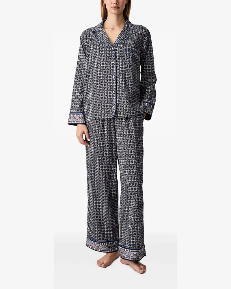 Ralph Lauren Pyjama mit geometrischem Print und Paspelierung - Blau Blau