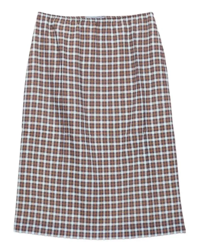 Prada checked georgette midi skirt - Blau Blau