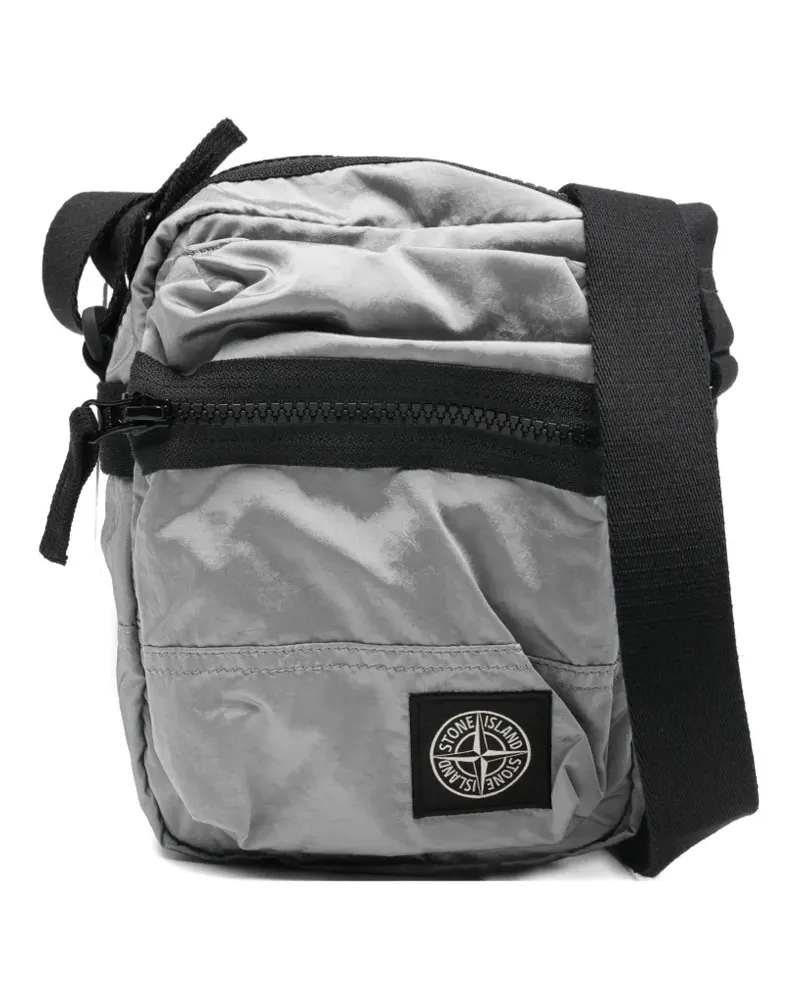 Stone Island zip logo-patch messenger bag - Grau Grau