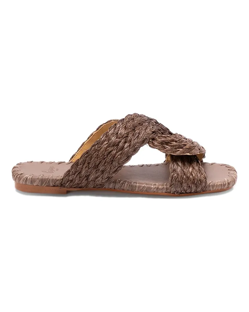 Castañer Padme/258 braided raffia flat sandals - Braun Braun