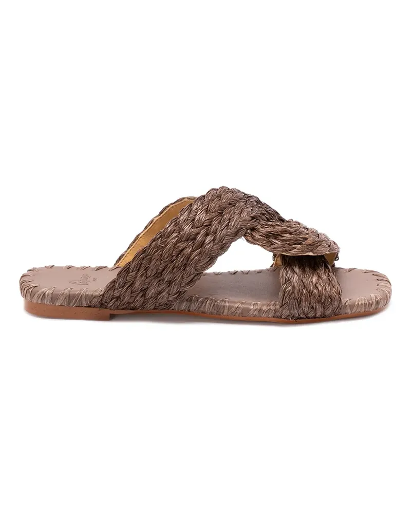 Castañer Padme/258 braided raffia flat sandals - Braun Braun
