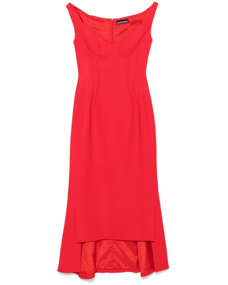 David Koma Schulterfreies Midikleid mit Abnähern - Rot Rot