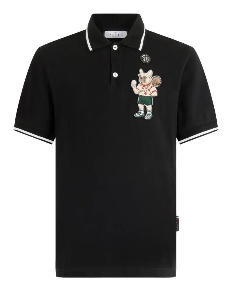 Philipp Plein Poloshirt mit Patch - Schwarz Schwarz
