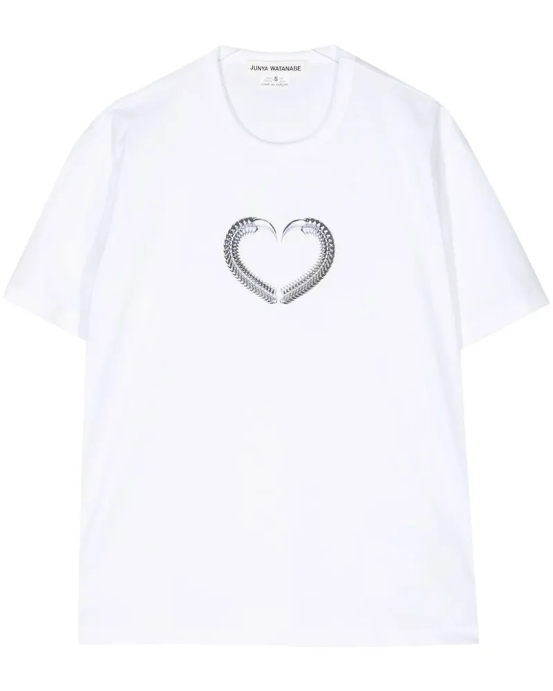 Junya Watanabe T-Shirt mit grafischem Print Weiß