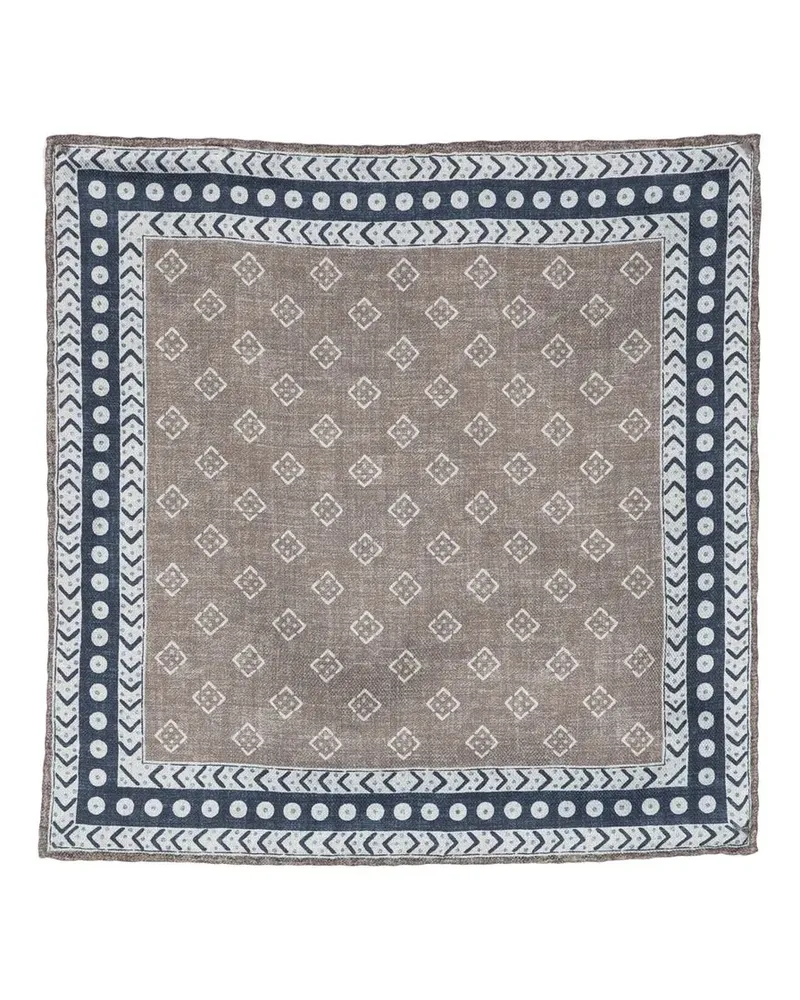 Brunello Cucinelli Gemusterter Seidenschal - Blau Blau