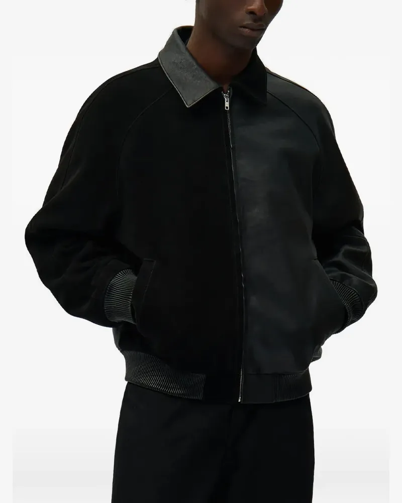 Arte Antwerp Lederjacke mit Einsätzen - Schwarz Schwarz