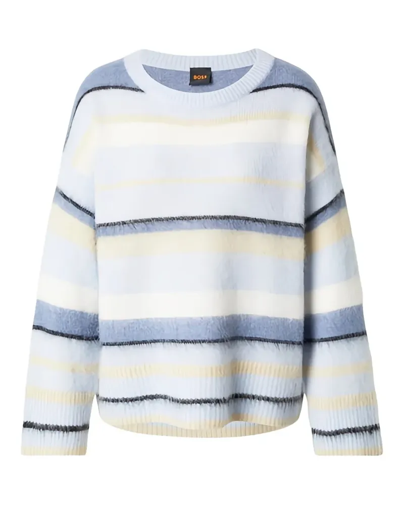 HUGO BOSS Gestreifter C_Fosset Rundhalspullover - Blau Blau