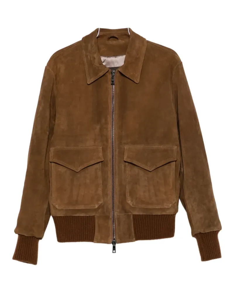 Giorgio Brato suede-finish zip-up jacket - Braun Braun