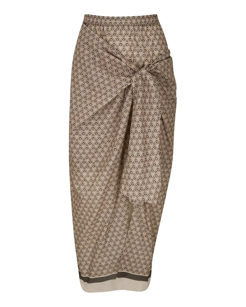 Brunello Cucinelli geometric-print wrap midi skirt - Nude Nude