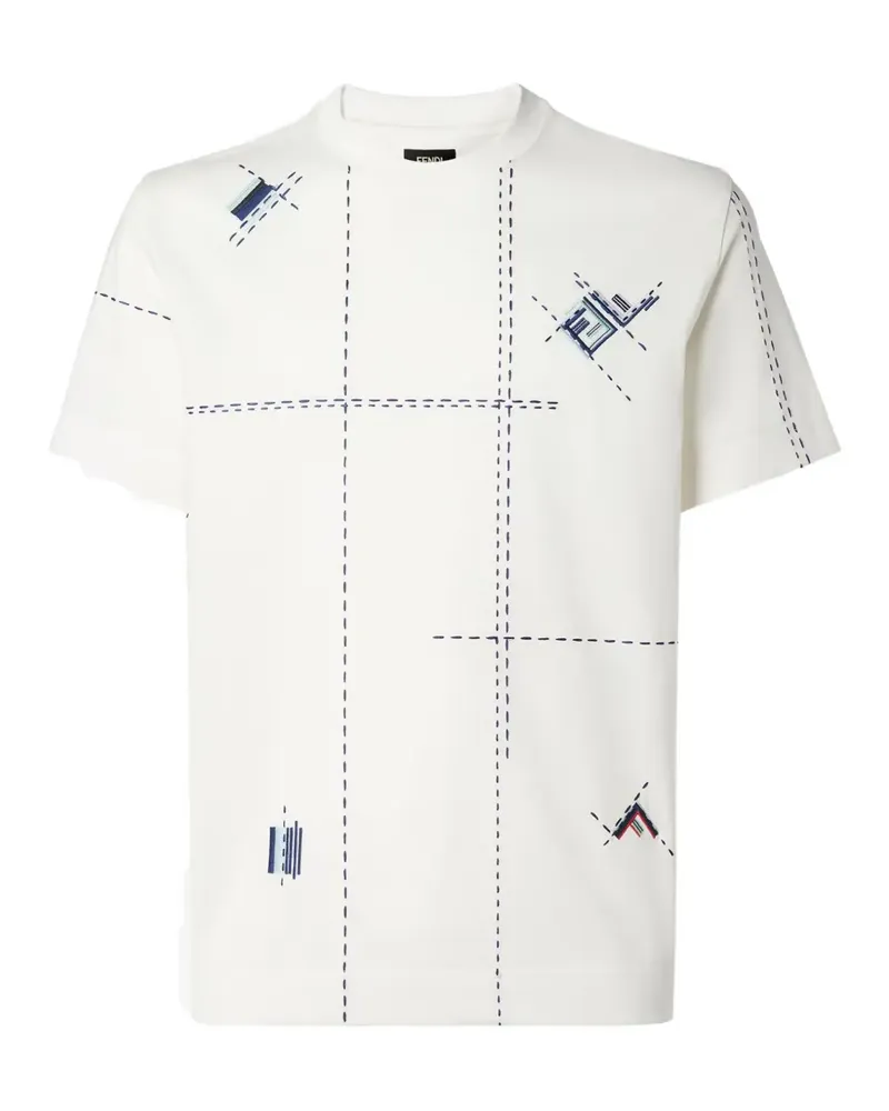 Fendi short-sleeve logo-embroidered T-shirt - Weiß Weiß