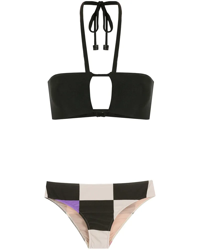 Adriana Degreas Karierter Bikini - Schwarz Schwarz