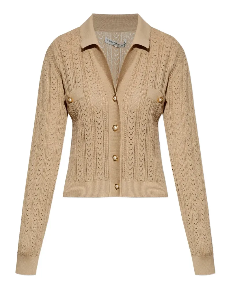Alessandra Rich Cardigan mit Zopfmuster - Nude Nude