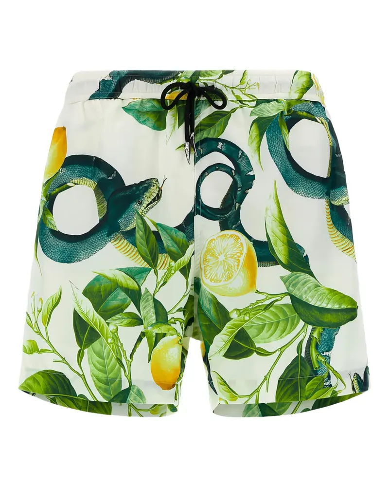 Roberto Cavalli Badeshorts mit Schlangenleder-Print - Weiß Weiß
