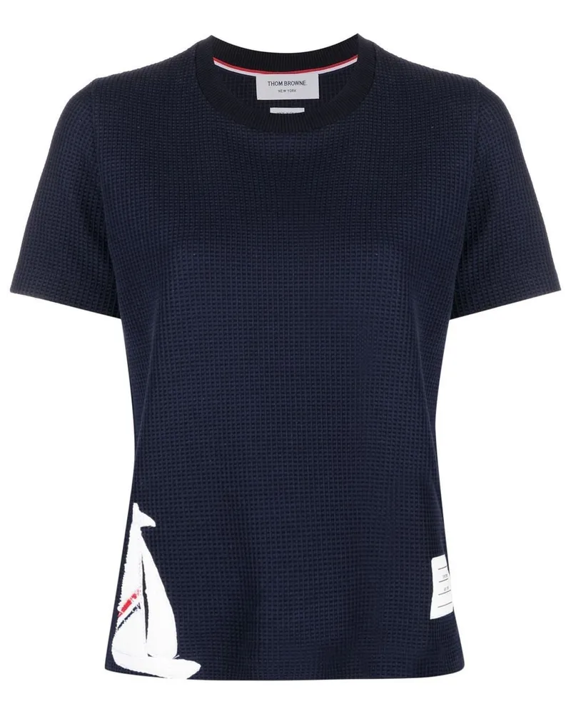 Thom Browne T-Shirt mit Boot-Patch Blau