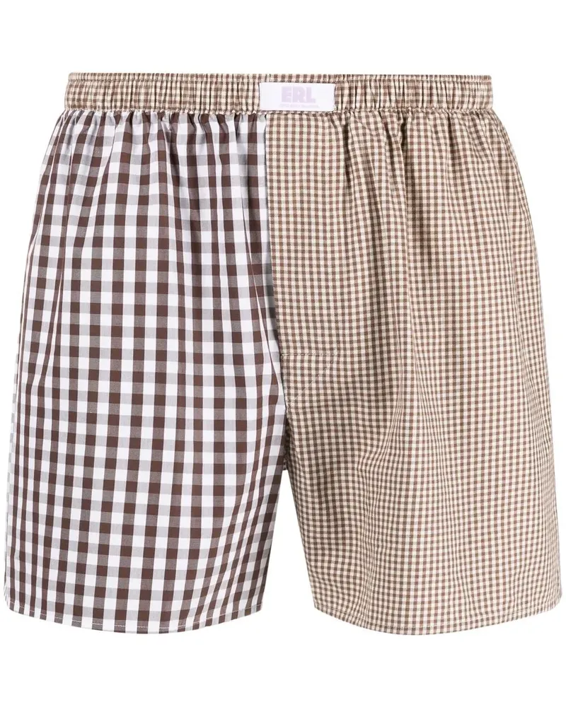ERL Segelshorts mit karierten Einsätzen - Braun Braun